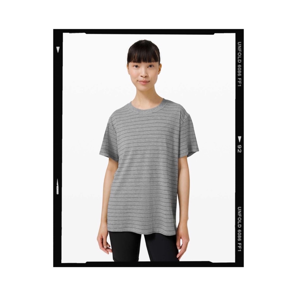 Lululemon All Yours Short Sleeve Tee in Heathered Stripe